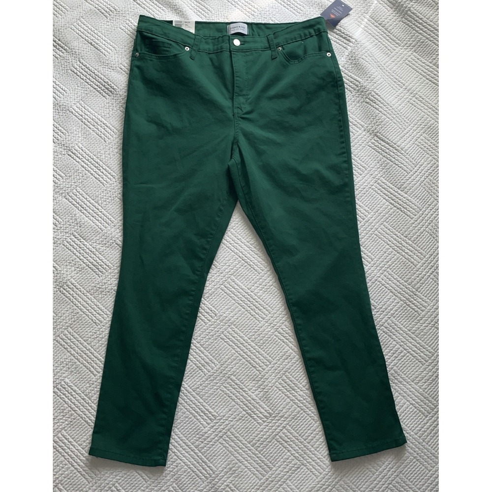 Crown And Ivy Women's Jeans NWT  Sz 16 High Rise Skinny Green Denim 28" Inseam